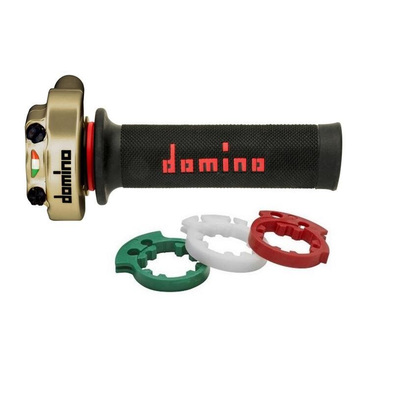 Poignée de gaz DOMINO XM2 Racing avec revêtements A010 - or/noir